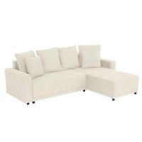 ECKSOFA  in Mikrofaser Creme  178/248 cm  - Creme/Schwarz, Design, Kunststoff/Textil (178/248cm) - MID.YOU