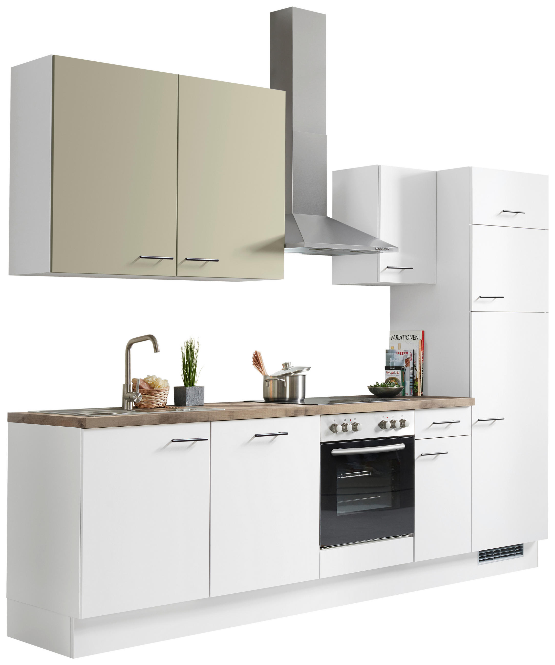 KÜCHENLEERBLOCK 280 cm   in Eichefarben, Hellgrau, Hellgrün  - Eichefarben/Hellgrau, Basics, Holzwerkstoff/Metall (280cm) - Impuls