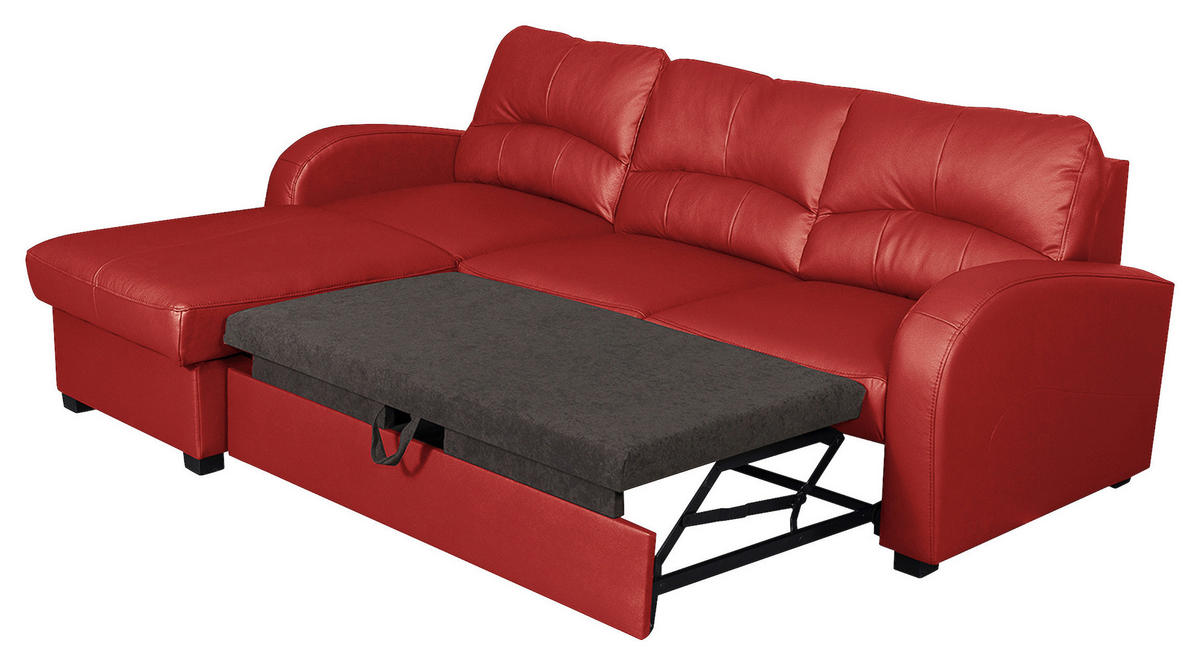 ECKSOFA in Lederlook Echtleder Rot  - Rot/Schwarz, Design, Leder/Kunststoff (168/227cm) - Livetastic