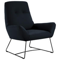 SESSEL in Echtleder Dunkelblau  - Schwarz/Dunkelblau, Design, Leder/Metall (82/102/81cm) - Pure Home Lifestyle