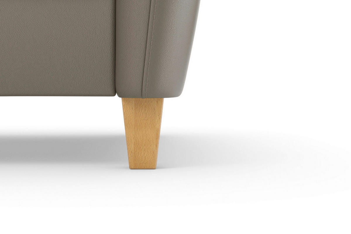 ECKSOFA PALMERA E in Echtleder Grau  236/212 cm  - Eichefarben/Grau, Basics, Leder/Holz (236/212cm) - Sit & More