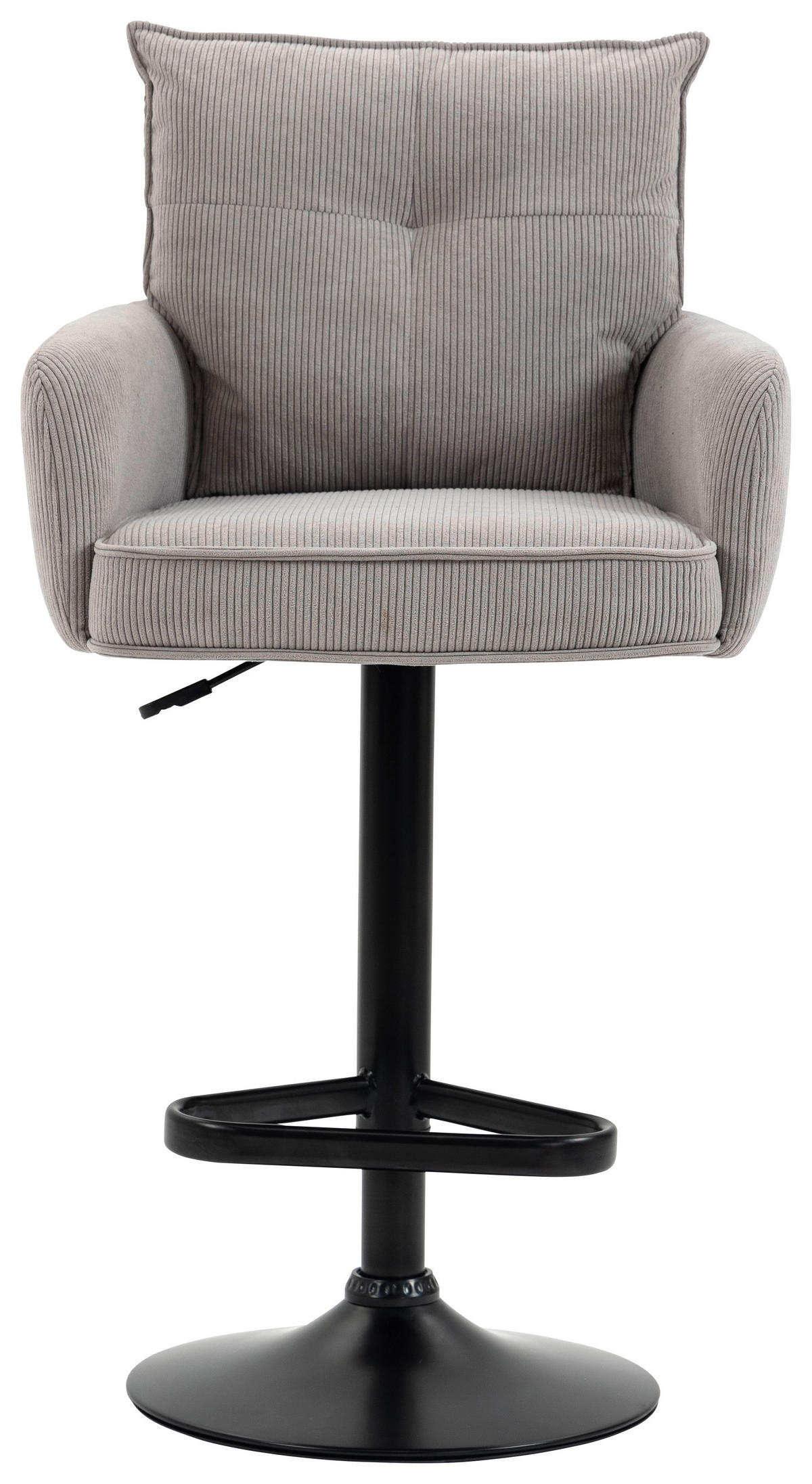 BARHOCKER Cord Schwarz, Taupe Eisen Stoffauswahl, Sitzfläche 360° drehbar, inklusive Armlehnen  - Taupe/Schwarz, Design, Textil/Metall (54/98-120/58cm) - Novel