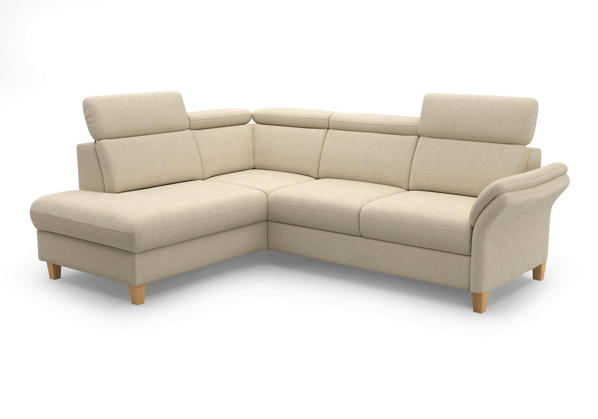 ECKSOFA GLENDALE E Sandfarben Chenille  - Sandfarben/Eichefarben, KONVENTIONELL, Holz/Textil (193/247cm) - Sit & More