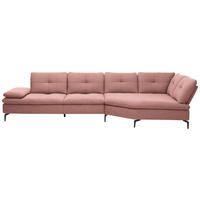 ECKSOFA in Flachgewebe Altrosa  344/157 cm  - Schwarz/Altrosa, Design, Textil/Metall (344/157cm) - Chilliano