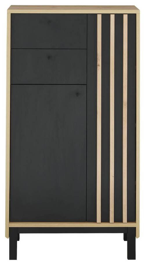 MIDISCHRANK 60/106/32 cm  - Schwarz/Eiche Artisan, Modern, Holzwerkstoff/Kunststoff (60/106/32cm) - MID.YOU
