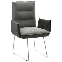ARMLEHNSTUHL  in Stahl Flachgewebe  - Edelstahlfarben/Dunkelgrau, Design, Textil/Metall (59/93/59cm) - Dieter Knoll