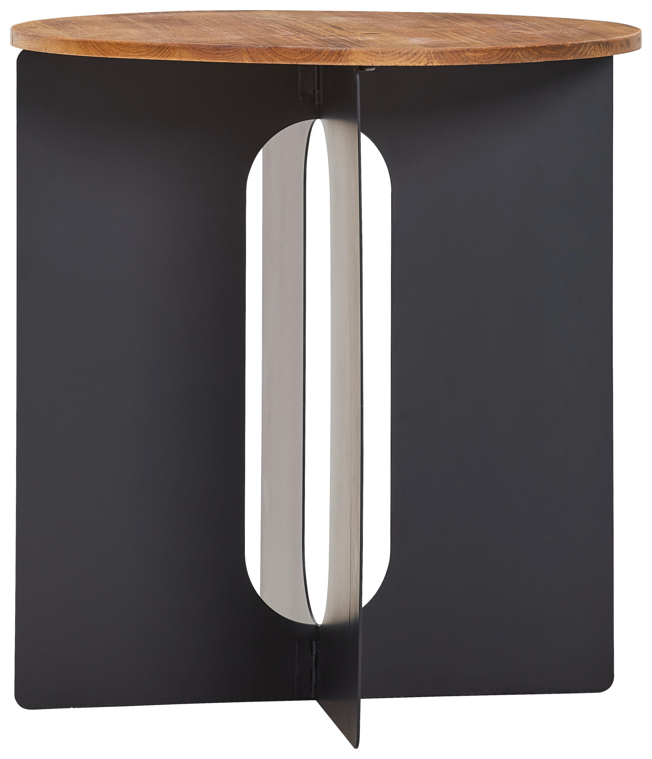 BEISTELLTISCH 42/42/45 cm Tanne vollmassiv Naturfarben, Schwarz rund  - Schwarz/Naturfarben, Design, Holz/Metall (42/42/45cm) - Landscape