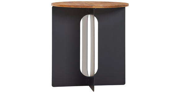 BEISTELLTISCH 42/42/45 cm Tanne vollmassiv Naturfarben, Schwarz rund  - Schwarz/Naturfarben, Design, Holz/Metall (42/42/45cm) - Landscape