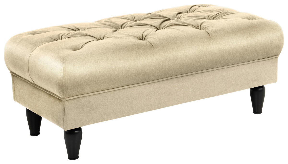 HOCKER Velours Beige  - Beige/Schwarz, Design, Holz/Textil (110/44/56cm) - MID.YOU