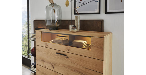 HIGHBOARD 197,1/105,6/46,9 cm - Eichefarben/Rostfarben, Design, Glas/Holz (197,1/105,6/46,9cm) - Dieter Knoll