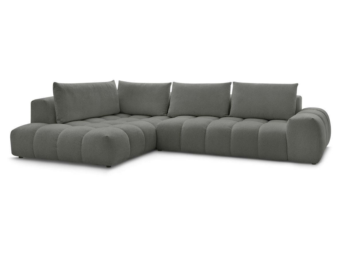 ECKSOFA Ottomane links  EVEREST Dunkelgrau Flachgewebe  - Dunkelgrau/Schwarz, MODERN, Kunststoff/Textil (210/352cm)