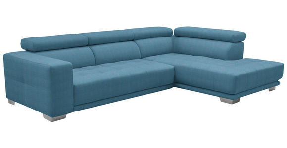 ECKSOFA in Mikrofaser Pastellblau  - Chromfarben/Pastellblau, Design, Textil/Metall (301/207cm) - Xora