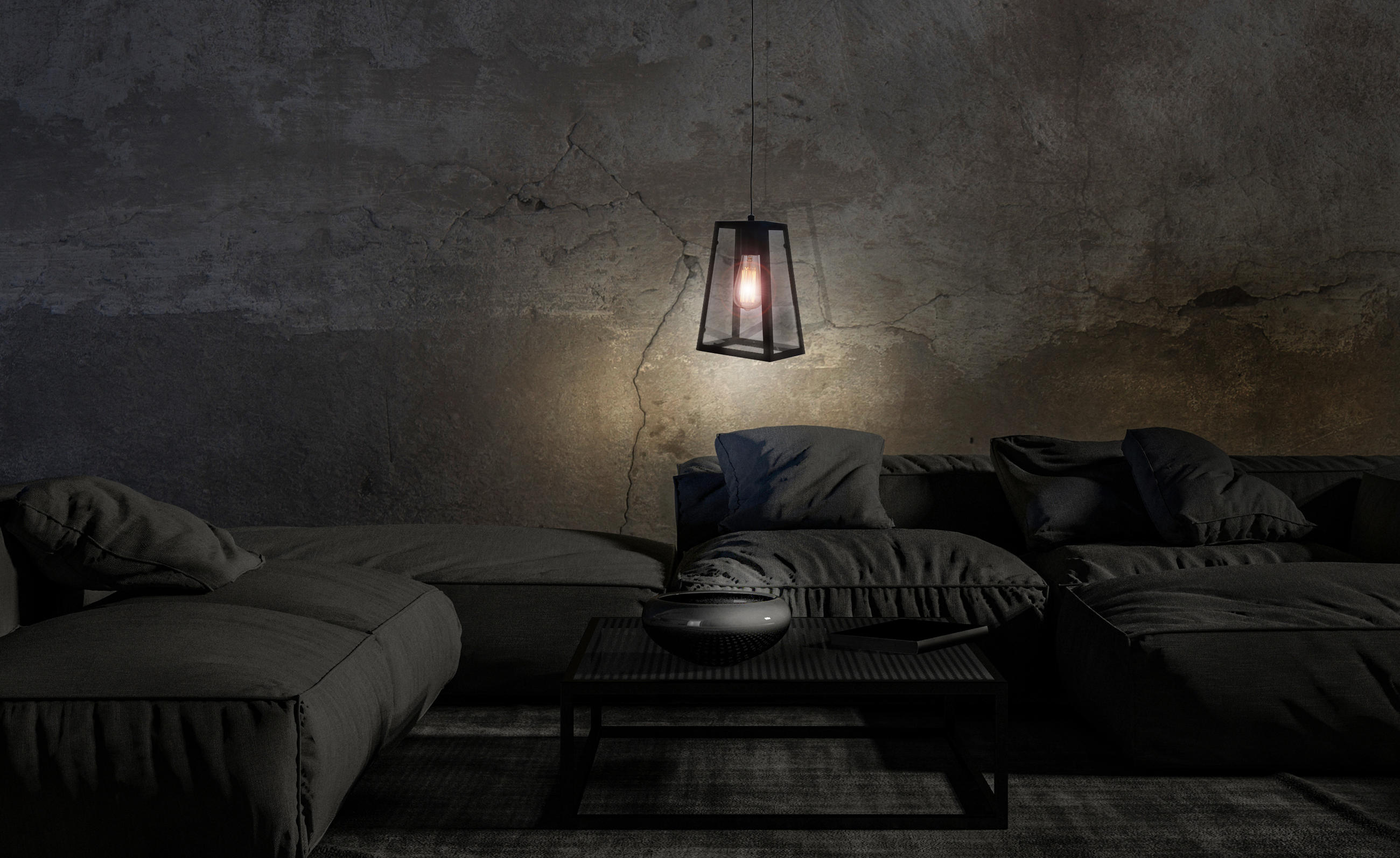 HÄNGELEUCHTE Alex 18/150 cm   - Schwarz, ROMANTIK / LANDHAUS, Glas/Metall (18/150cm) - Näve