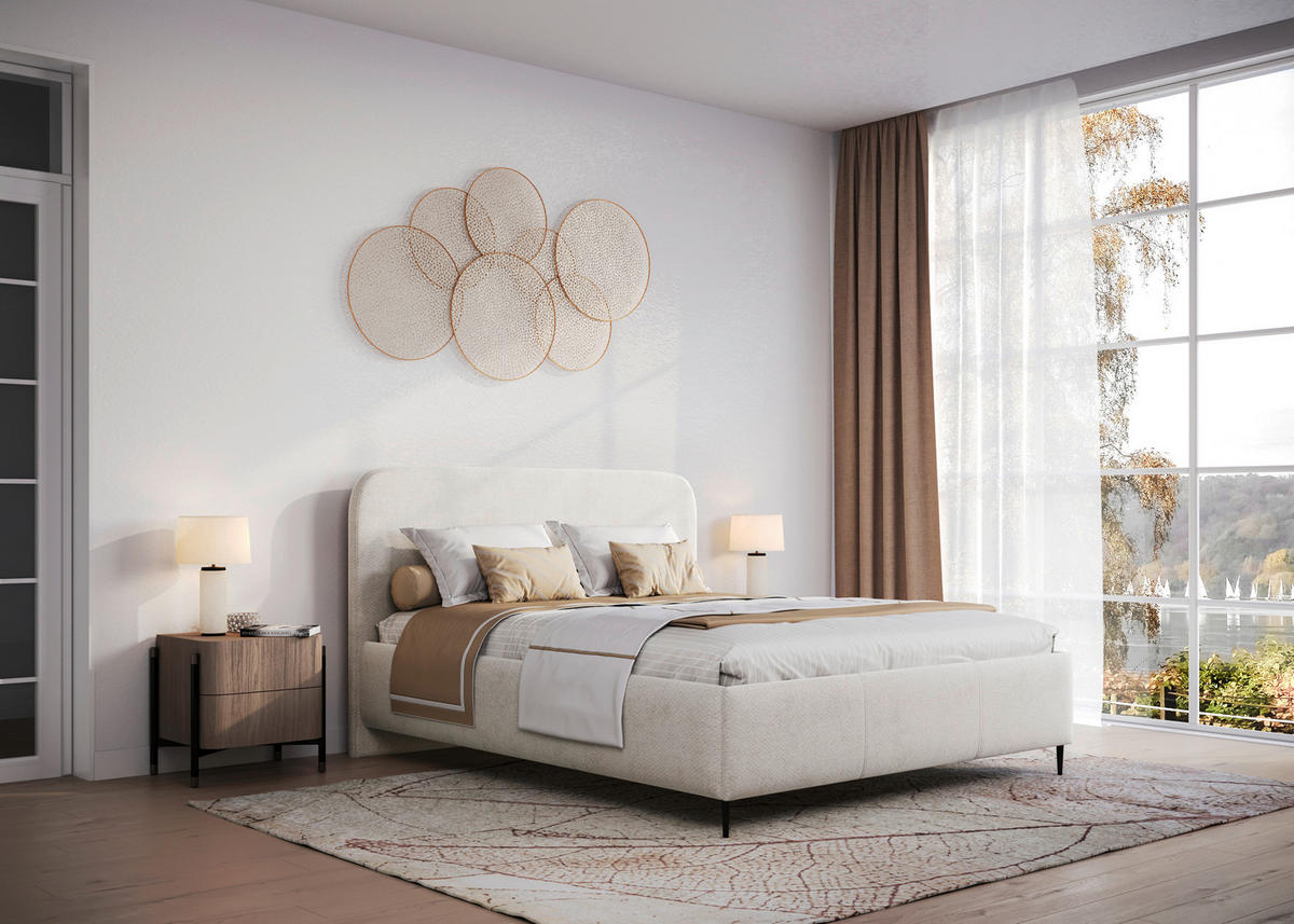 POLSTERBETT 160/200 cm,  in Weiß, gepolstertes Kopfteil, Lattenrost, Bettkasten,  - Schwarz/Weiß, MODERN, Holz/Textil (160/200cm) - MID.YOU