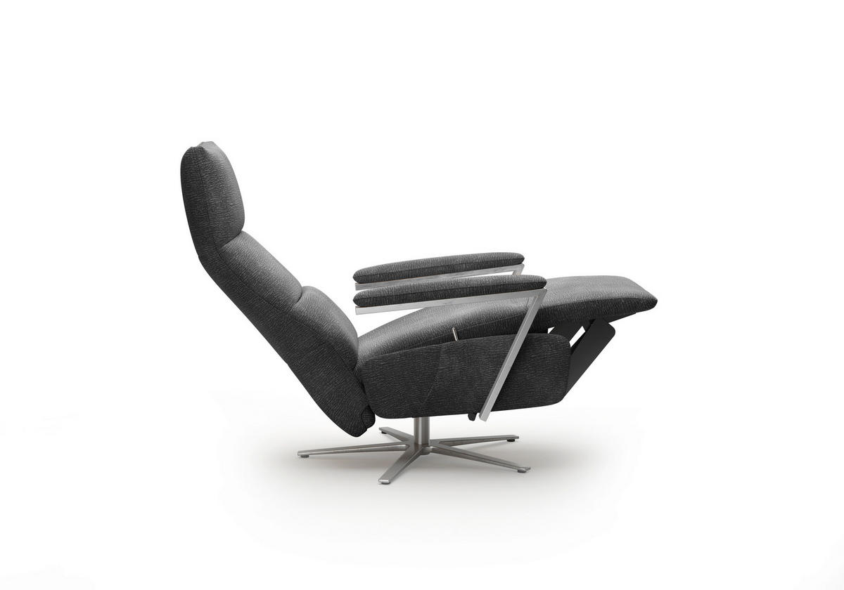 RELAXSESSEL TV VARIO COMFORT E M2 Chenille Kopfteilverstellung, Rücken echt    - Anthrazit/Silberfarben, Basics, Textil/Metall (70/126/85cm) - Sit & More