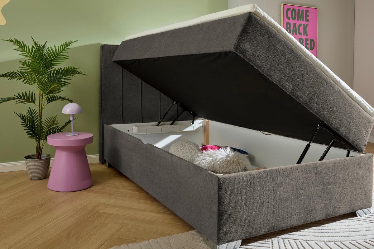 BOXBETT 120/200 cm  in Dunkelgrau  - Chromfarben/Dunkelgrau, Trend, Kunststoff/Textil (120/200cm) - Boxxx
