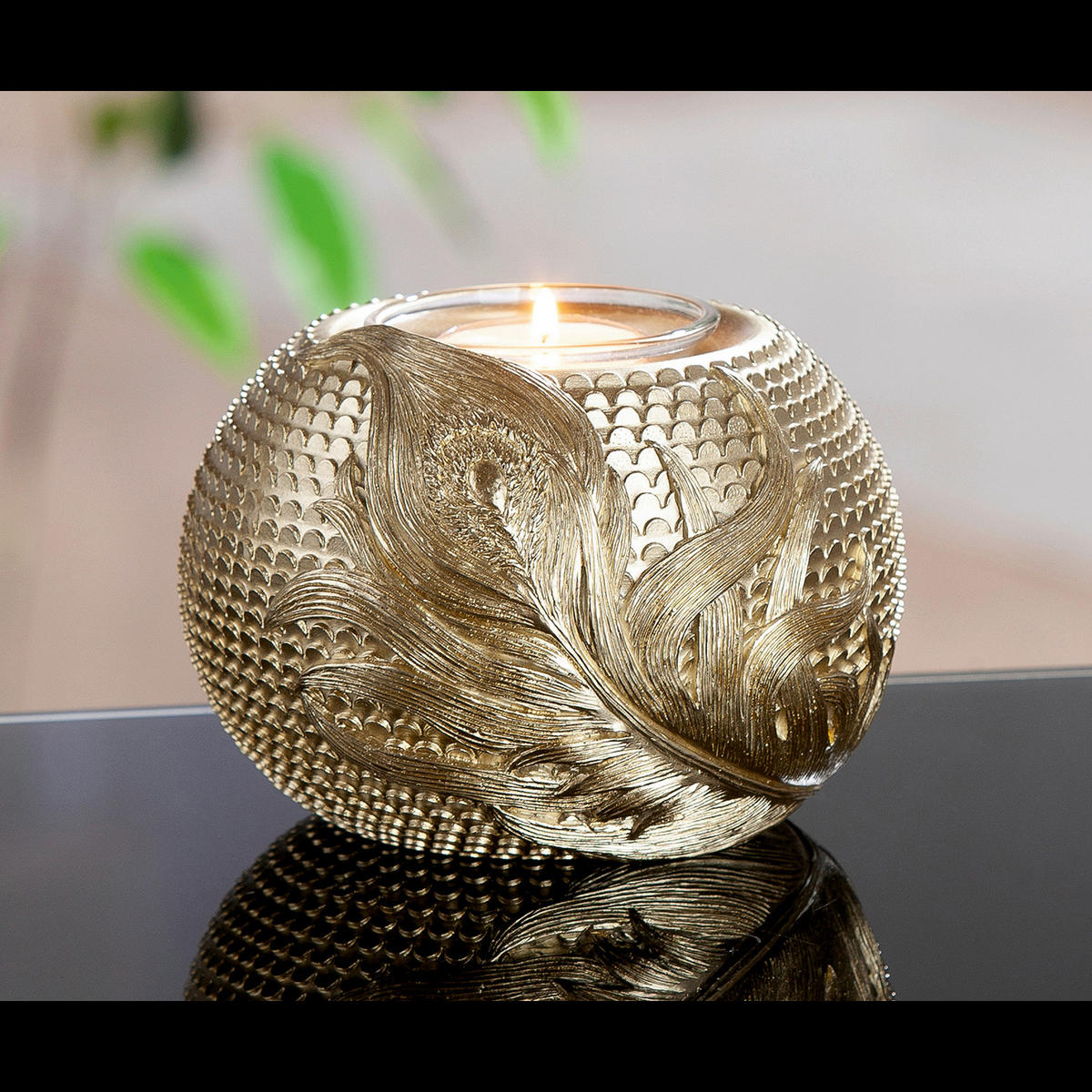 TEELICHTHALTER - Goldfarben, Basics, Kunststoff (13,5/10cm)