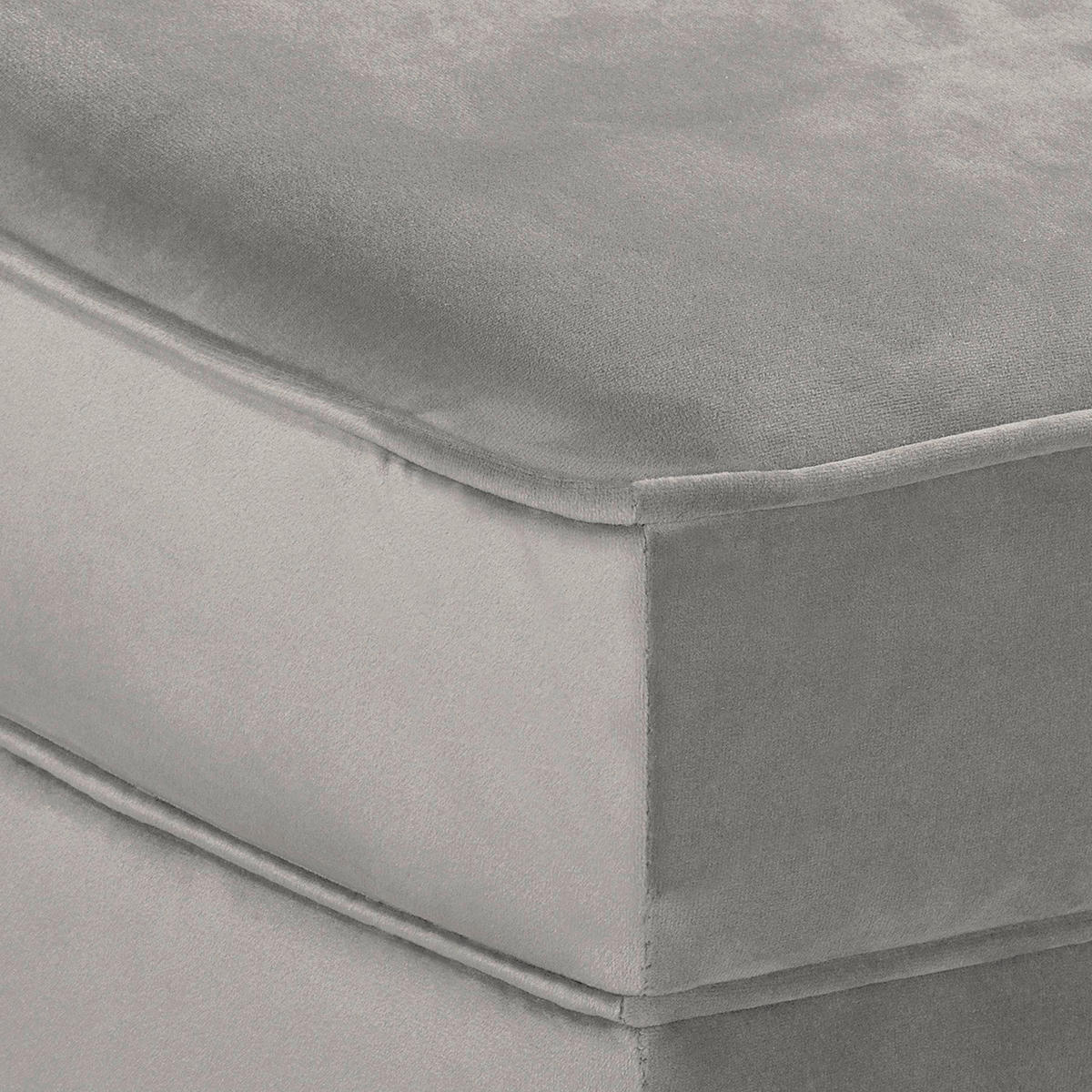 RÉCAMIERE Pako in Samt Grau  - Braun/Grau, Design, Holz/Textil (185/93/75cm) - Livetastic