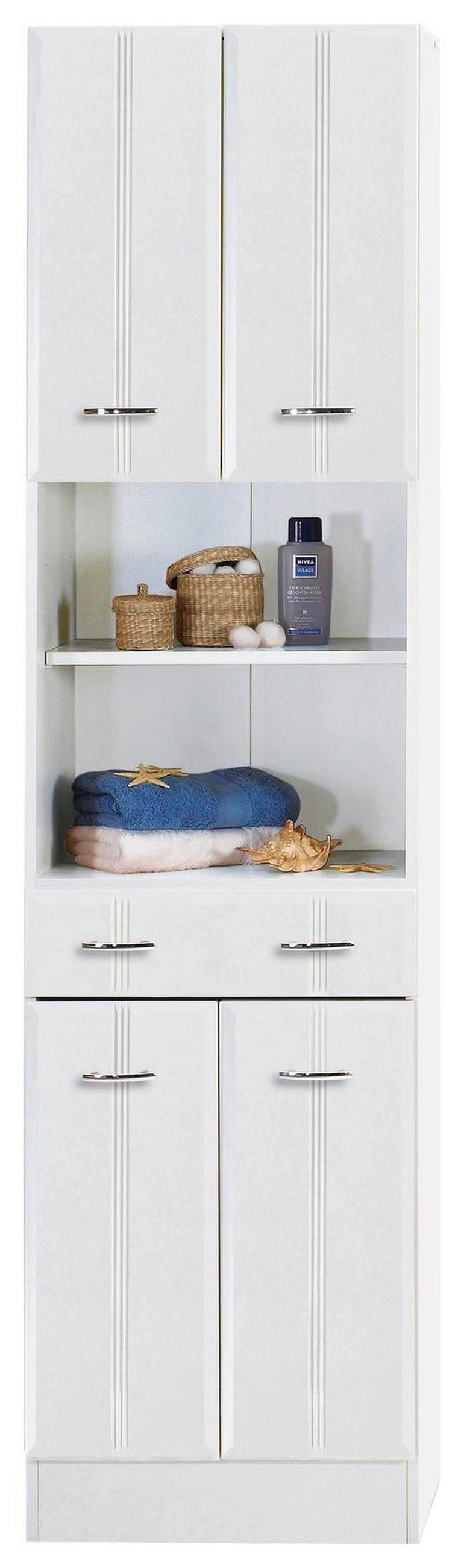 Hochschrank in Weiss 50/190/34 cm  - Chromfarben/Weiss, Konventionell, Holzwerkstoff/Kunststoff (50/190/34cm) - Held