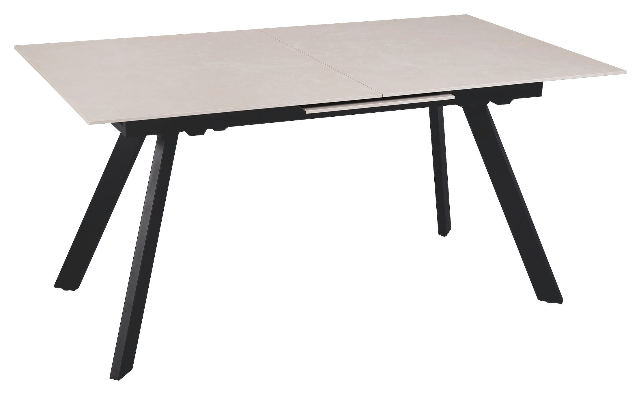 ESSTISCH 160-205/90/76 cm  Metall, Keramik ausziehbar rechteckig Schwarz, Beige  - Beige/Schwarz, Design, Keramik/Metall (160-205/90/76cm) - Novel