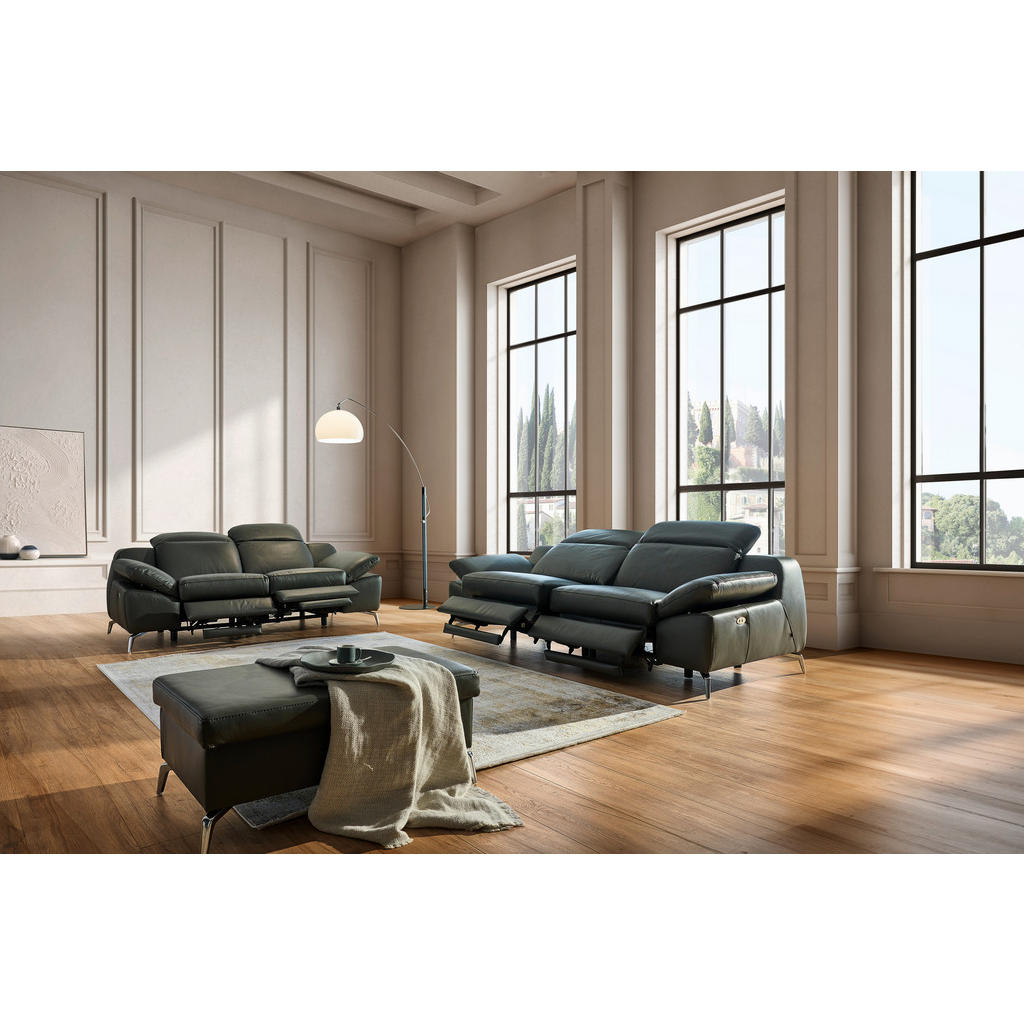 Thumbnail - Celina Home 2-Sitzer-Sofa, Anthrazit, Leder, Echtleder, Rindleder, Spaltleder, 194x83-99x110 cm, Made in EU, Typenauswah...