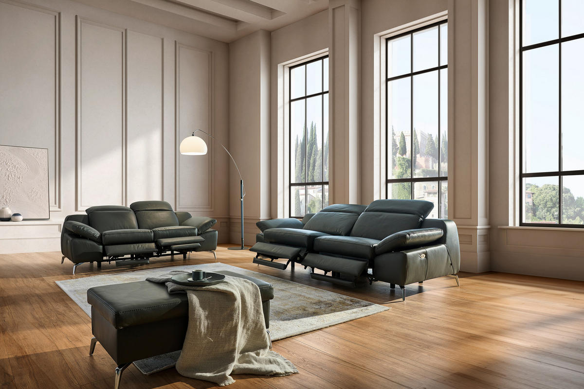 2-SITZER-SOFA Anthrazit Echtleder  - Anthrazit, Design, Leder/Metall (194/83-99/110cm) - Celina Home