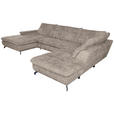 WOHNLANDSCHAFT Beige Struktur  - Beige/Schwarz, KONVENTIONELL, Textil/Metall (188/357/253cm) - Carryhome