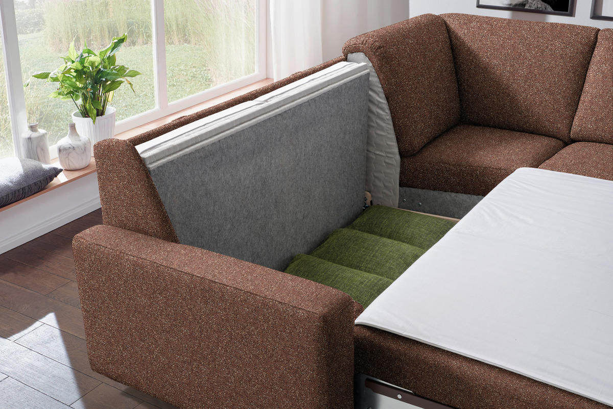 WOHNLANDSCHAFT  in Mikrovelours Terracotta  - Anthrazit/Terracotta, KONVENTIONELL, Textil (237/323/158cm) - Sedda