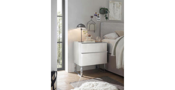 NACHTSCHRANK 60/65,8/43 cm - Chromfarben/Weiß, Basics, Glas/Holzwerkstoff (60/65,8/43cm) - Dieter Knoll