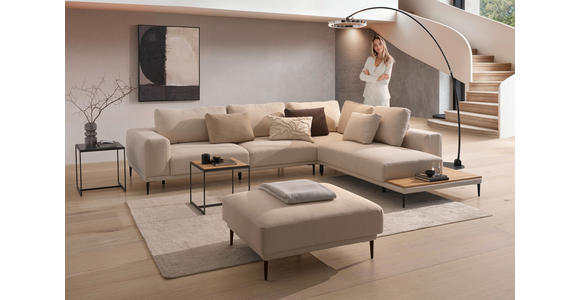 ECKSOFA in Leinwand Naturfarben 318/271 cm - Schwarz/Naturfarben, Design, Textil/Metall (318/271cm) - Emilio Belluti