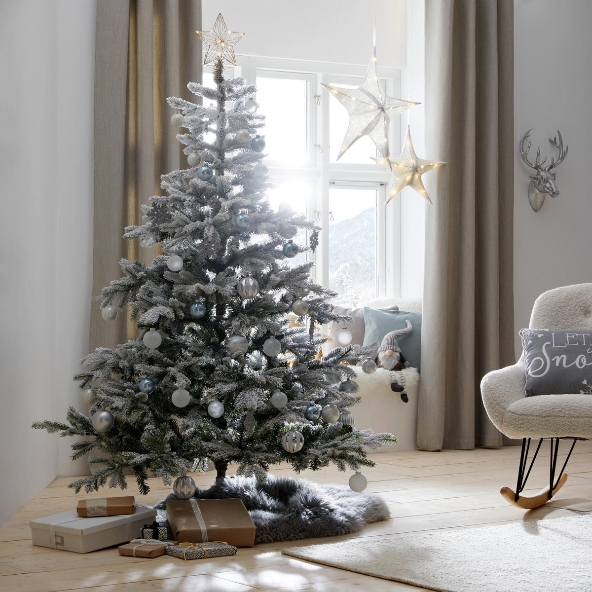 WEIHNACHTSBAUM 180 cm  - Weiss/Grün, Lifestyle, Kunststoff/Metall (180cm) - X-Mas