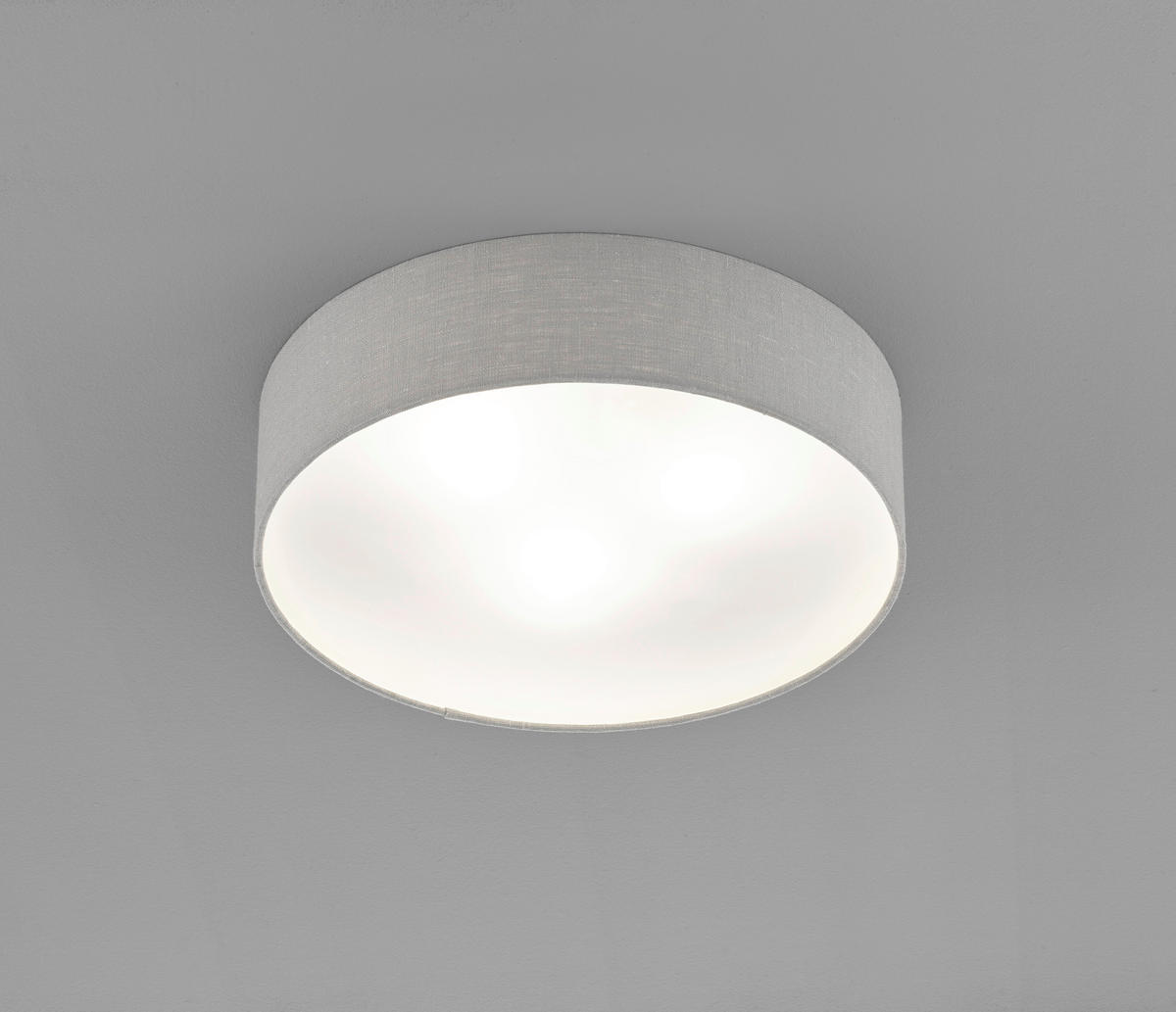 DECKENLEUCHTE  45/10 cm    - Weiss/Hellgrau, Basics, Textil/Metall (45/10cm) - Fischer & Honsel