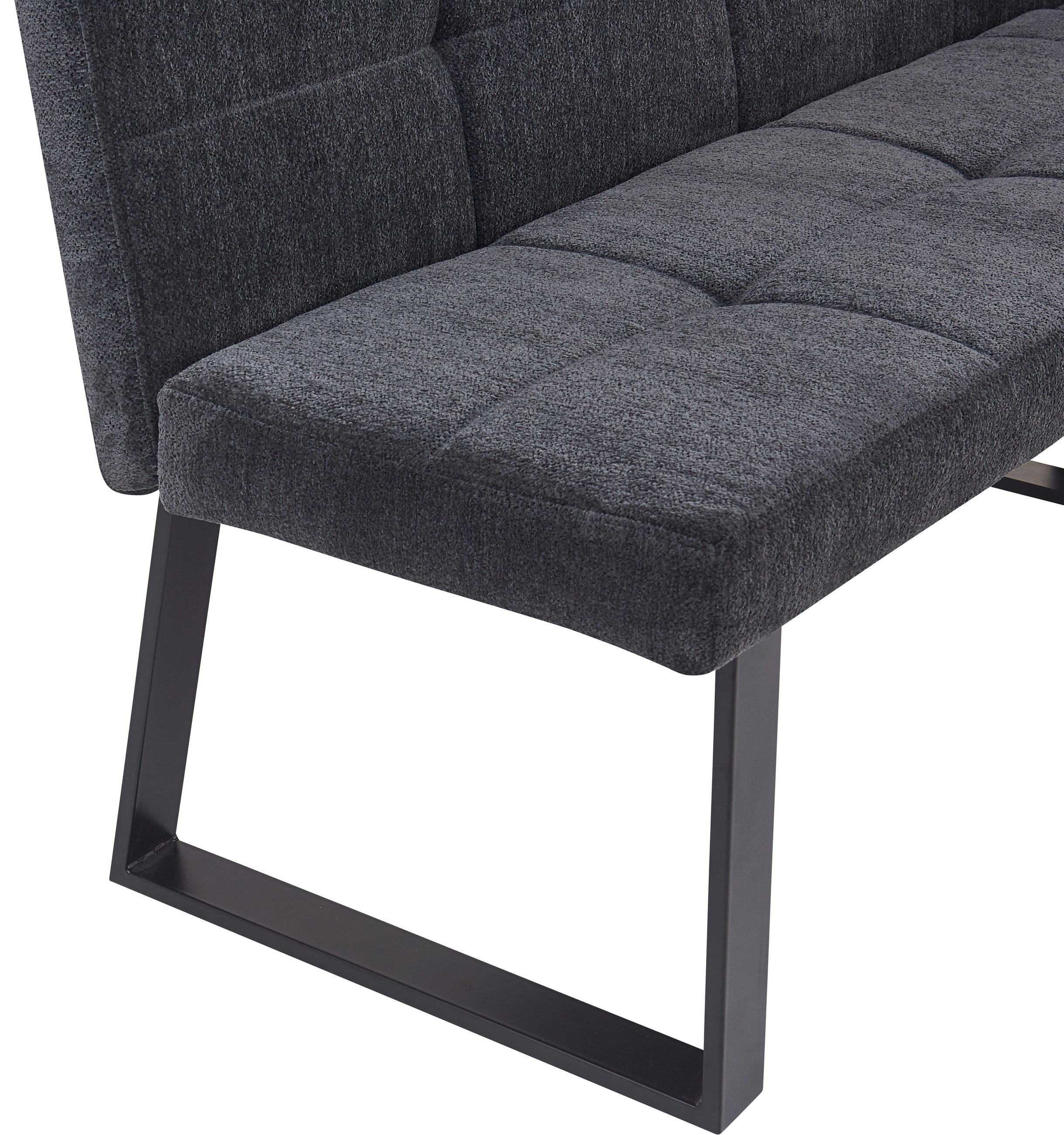 ECKBANK 152/191 cm  in Dunkelgrau  - Dunkelgrau/Schwarz, LIFESTYLE, Textil/Metall (152/191cm) - MID.YOU