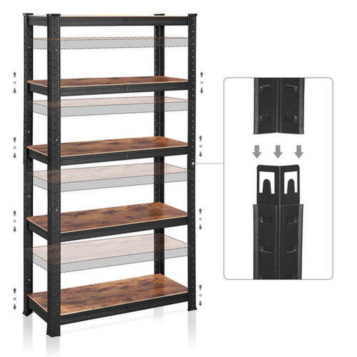 SCHWERLASTREGAL 30/150/75 cm  - Schwarz/Braun, Basics, Holzwerkstoff/Metall (30/150/75cm) - Boxxx
