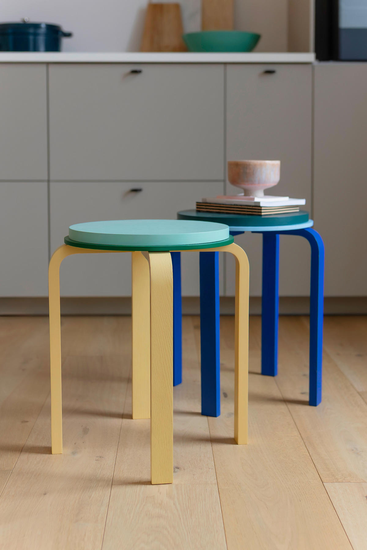 HOCKER in Holzwerkstoff Türkis, Hellgelb  - Türkis/Hellgelb, Basics, Holzwerkstoff (40/45cm)