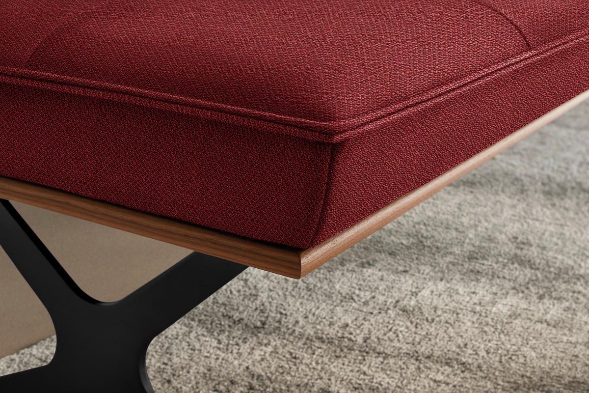 SITZBANK 214/88/66 cm  in Rot, Schwarz, Nussbaumfarben  - Rot/Nussbaumfarben, Design, Holz/Textil (214/88/66cm) - Koinor