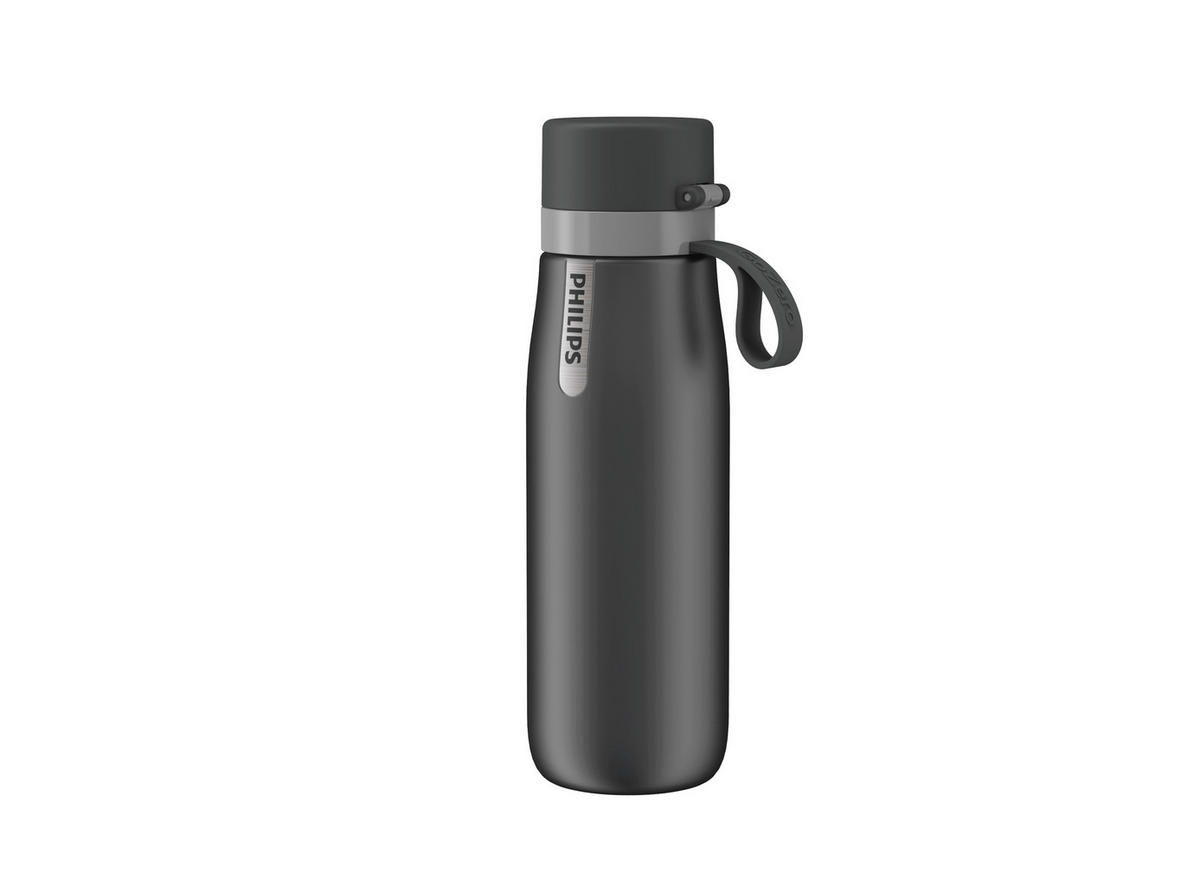 Wasserflasche mit Filter   - Grau, Basics, Metall (7,5/7,5/24,5cm) - Philips