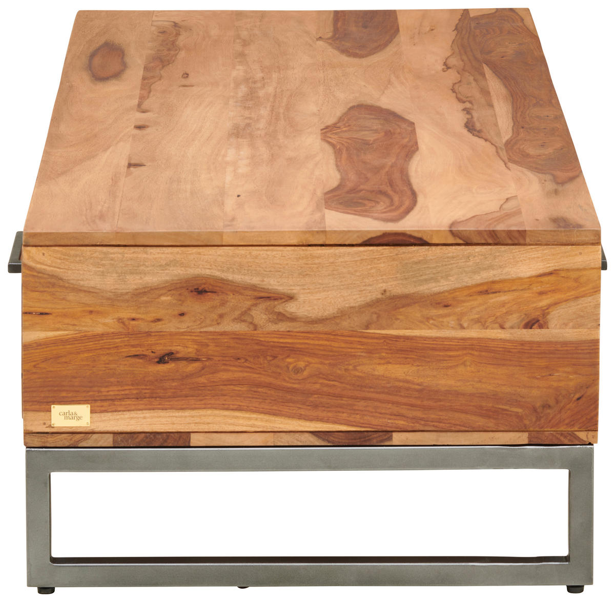COUCHTISCH Craft Line Sheesham massiv 60/120/38 cm rechteckig Naturfarben, Anthrazit  - Anthrazit/Naturfarben, LIFESTYLE, Holz/Metall (60/120/38cm) - MID.YOU