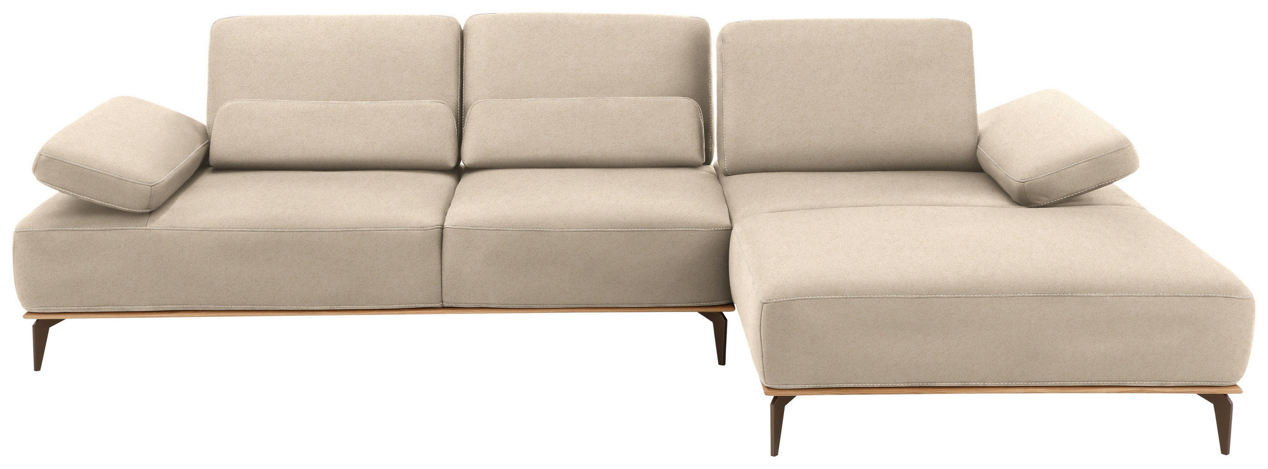 ECKSOFA in Mikrofaser Beige  298/176 cm  - Beige/Bronzefarben, Natur, Textil/Metall (298/176cm) - Valnatura