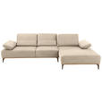 ECKSOFA in Mikrofaser Beige  298/176 cm  - Beige/Bronzefarben, Natur, Textil/Metall (298/176cm) - Valnatura