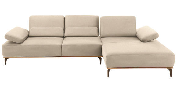 ECKSOFA in Mikrofaser Beige  298/176 cm  - Beige/Bronzefarben, Natur, Textil/Metall (298/176cm) - Valnatura