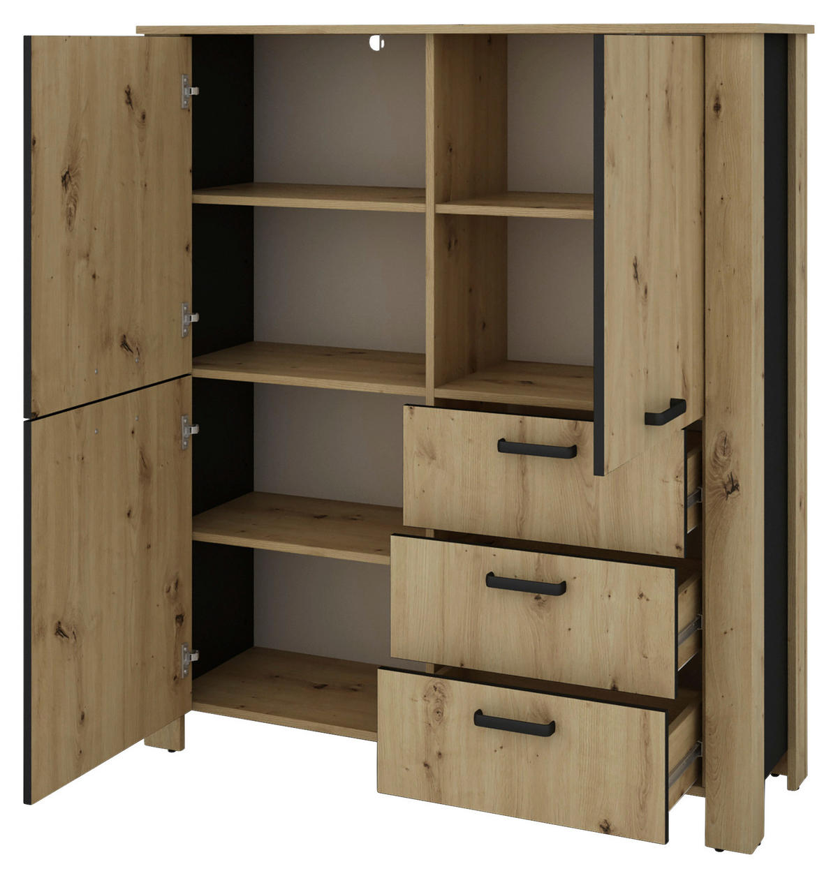 HIGHBOARD  in 120/137/40 cm  - Schwarz/Eiche Artisan, Design, Holzwerkstoff/Kunststoff (120/137/40cm) - MID.YOU