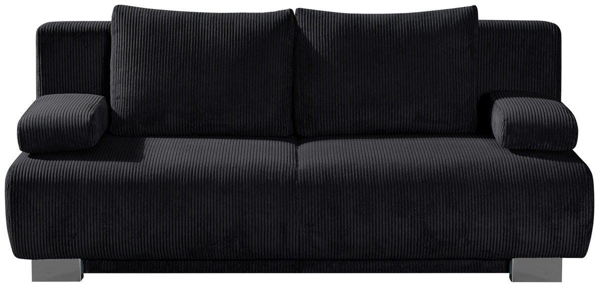 SCHLAFSOFA in Cord Schwarz  - Schwarz, Konventionell, Textil/Metall (196/89/94cm) - Novel