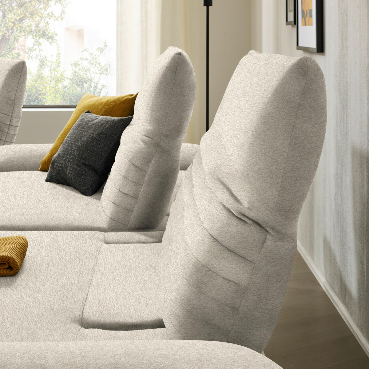 ECKSOFA  in Teddystoff Beige  280/170-195 cm  - Beige/Schwarz, Design, Textil/Metall (280/170-195cm) - Dieter Knoll