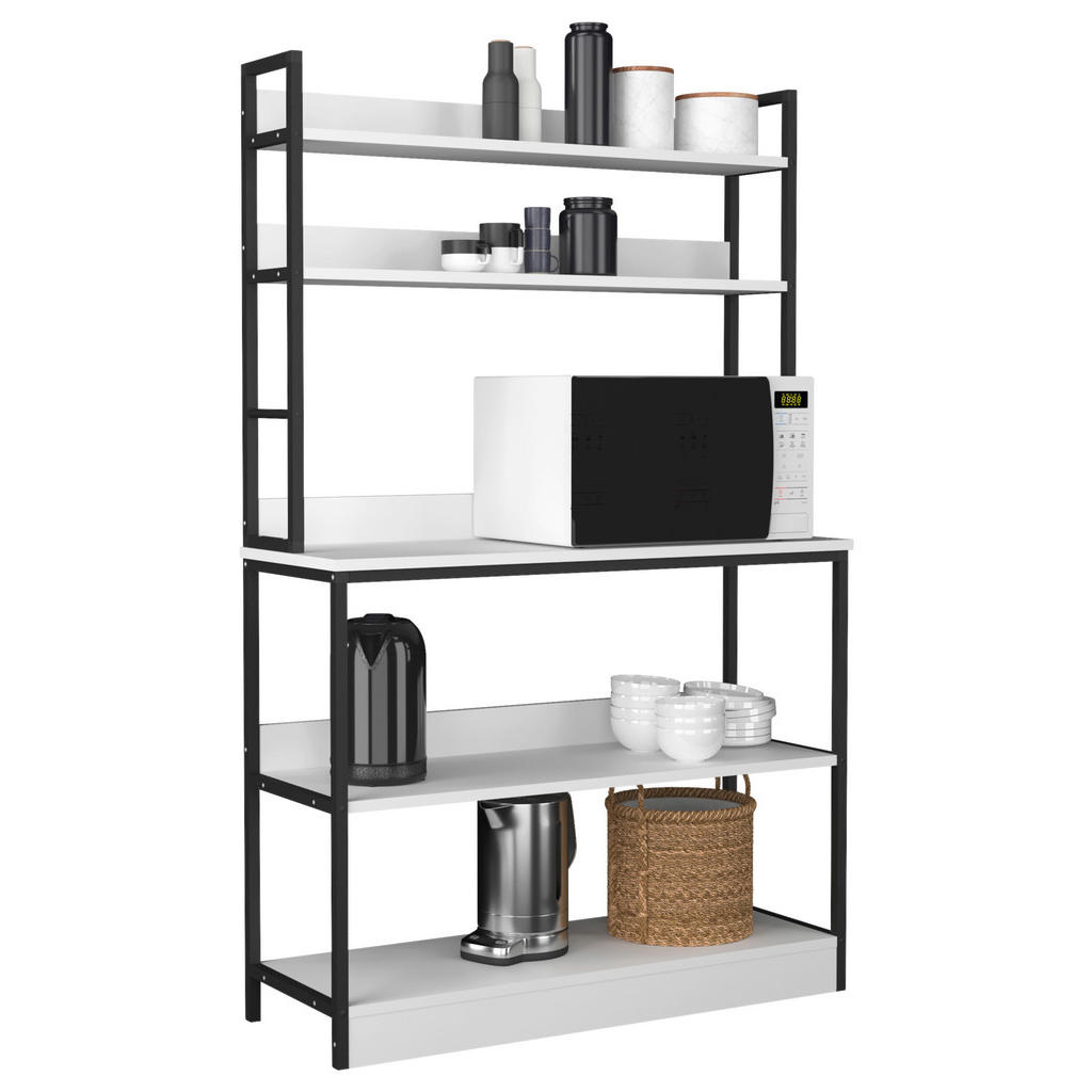 Thumbnail - Mid.you Küchenregal Insasi, Weiß, Metall, Holzwerkstoff, 101x161x36 cm, Küchen, Küchenmöbel, Küchenregale