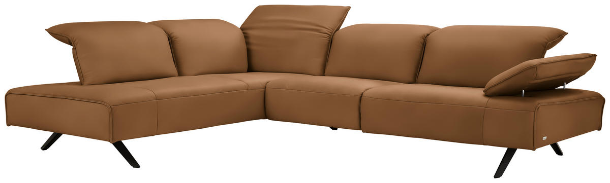 ECKSOFA  in Echtleder Cognac  230/290 cm  - Cognac/Anthrazit, Design, Leder/Metall (230/290cm) - Johann Jakob