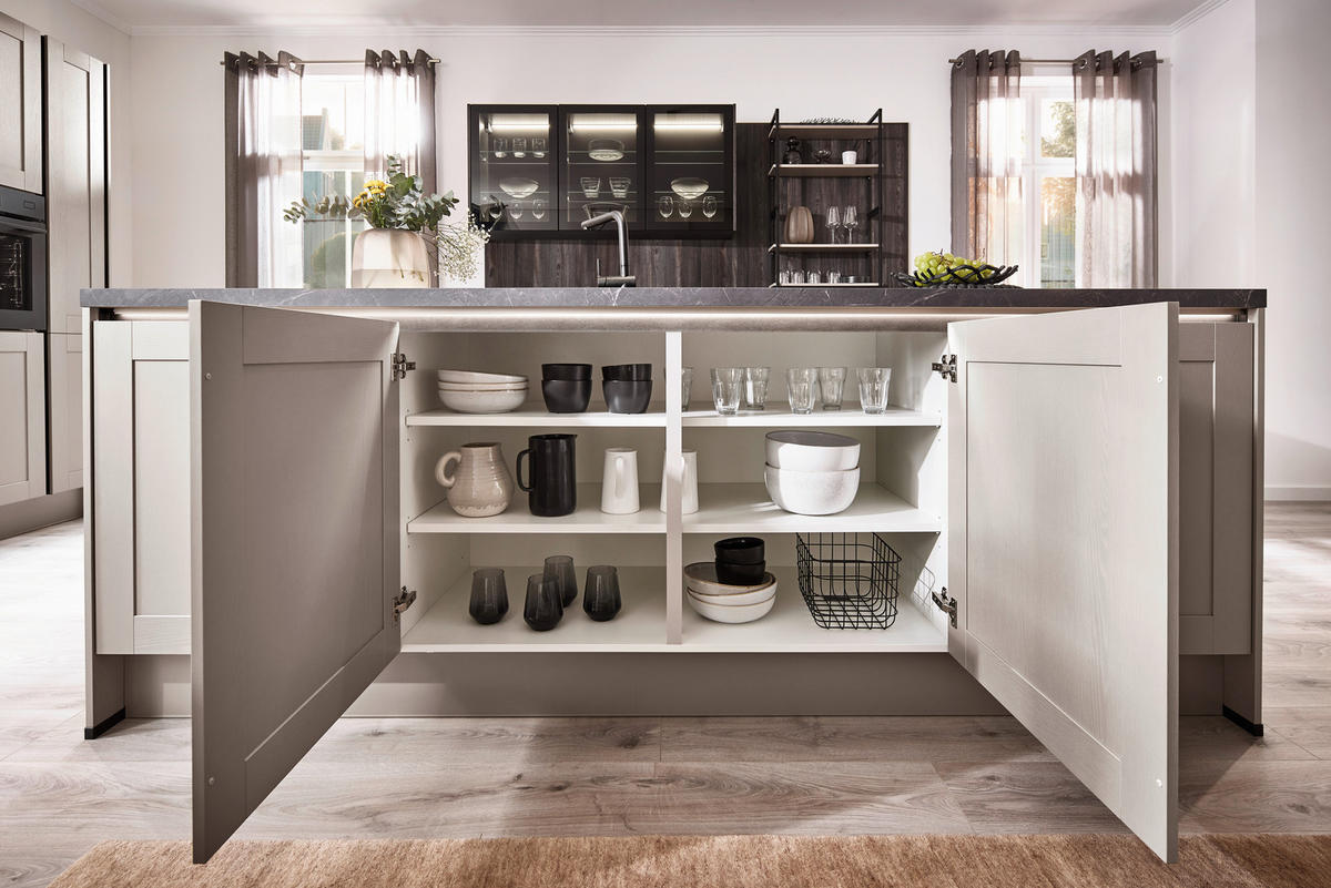 EINBAUKÜCHE   - Eichefarben/Grau, Design, Holzwerkstoff - Xora