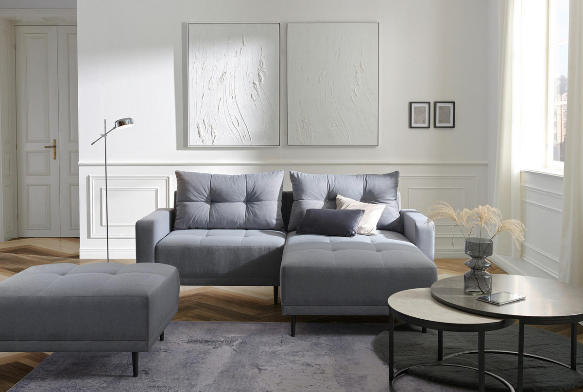 HOCKER Webstoff Grau  - Schwarz/Grau, MODERN, Holz/Textil (88/45/72cm) - Ti'me