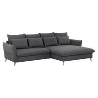 ECKSOFA in Flachgewebe Grau  - Buchefarben/Grau, Design, Holz/Textil (274/170cm) - Livetastic