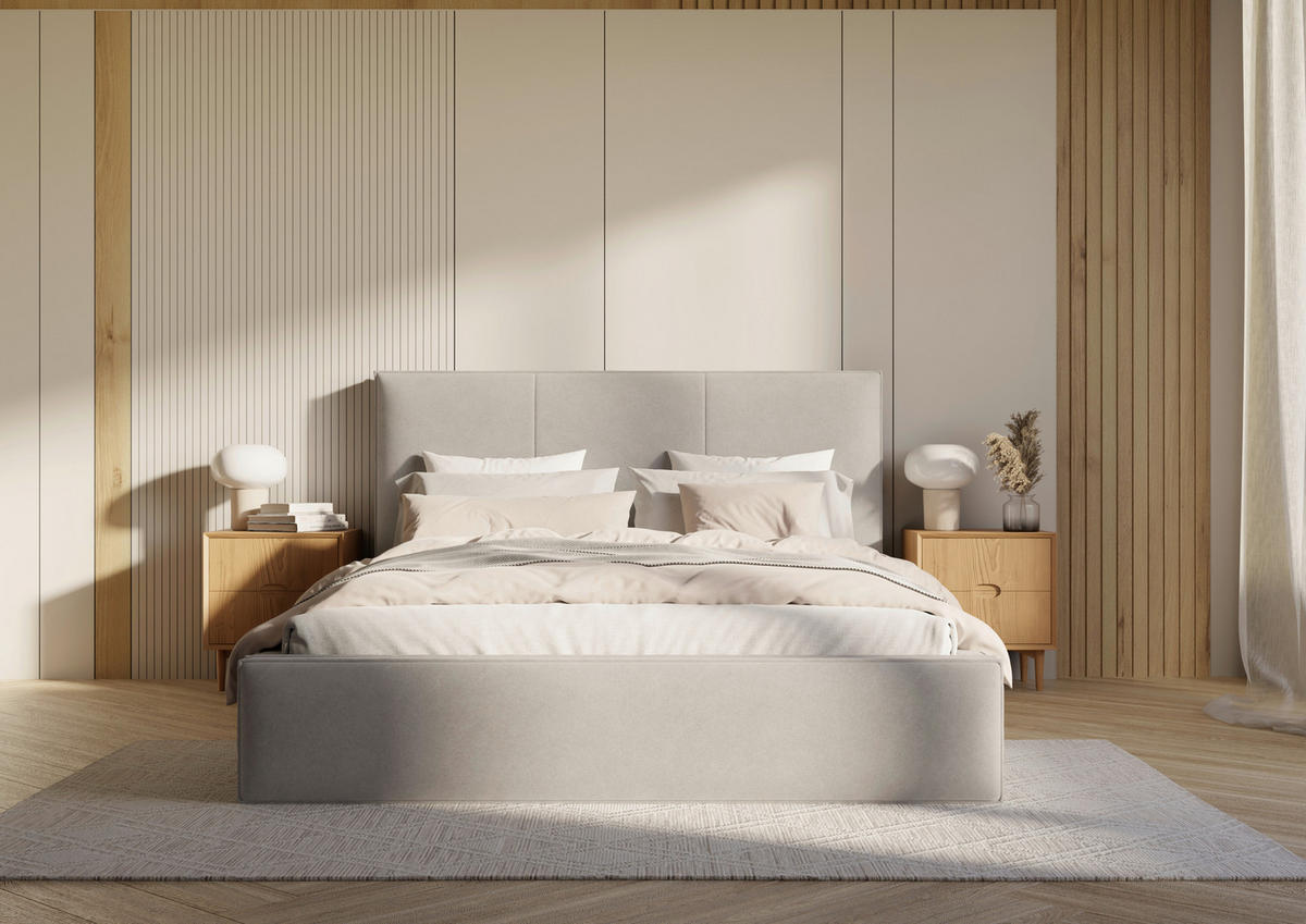 POLSTERBETT Lattenrost, Bettkasten 180/200 cm  in Silberfarben  - Silberfarben/Schwarz, Design, Holz/Textil (180/200cm) - Boxxx